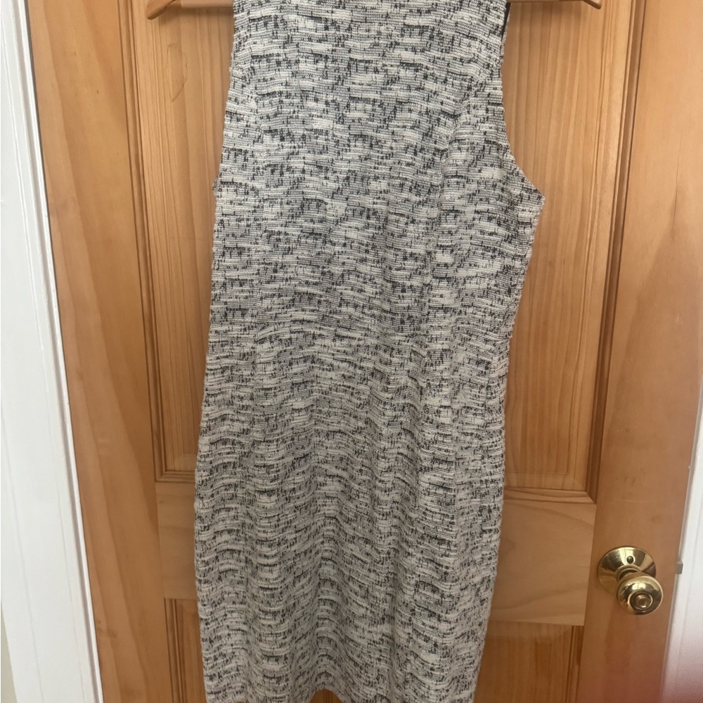 LOFT Textured Black and White Midi Dress